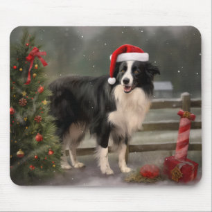 Border Collie Hond in Sneeuw Kerstmis Muismat