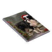 Border Collie Hond in Sneeuw Kerstmis Notitieboek (Rechterzijde)