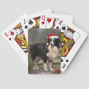 Border Collie Hond in Sneeuw Kerstmis Pokerkaarten