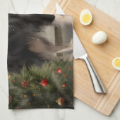 Border Collie Hond in Sneeuw Kerstmis Theedoek (Quarter Fold)