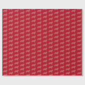 Border Collie Hond Kerst Silhouet Rood Cadeaupapier (Vlak)