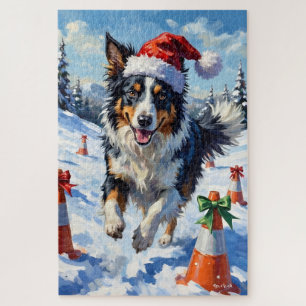 Border Collie Hond Kerst Sneeuw Agility Pret Legpuzzel