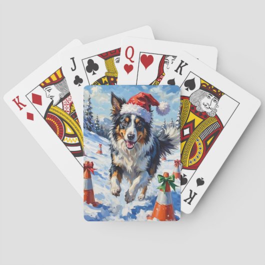 Border Collie Hond Kerst Sneeuw Agility Pret Pokerkaarten (Achterkant)