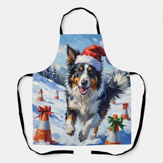 Border Collie Hond Kerst Sneeuw Agility Pret Schort (Voorkant)