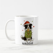 Border Collie Hond Kerstlichten Trui Koffiemok (Links)