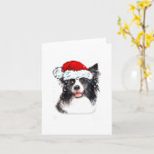 Border Collie Hond Kerstman Kerstlichten Kerstmis Kaart (Gele Bloem)