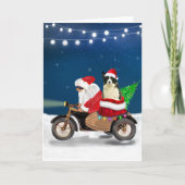 Border Collie Hond Kerstman Santa Claus  Kaart (Voorkant)