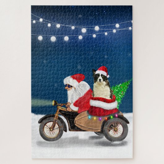 Border Collie Hond Kerstman Santa Claus Legpuzzel (Verticaal)