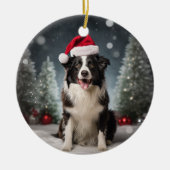 Border Collie Hond Kerstmis Keepsake Keramisch Ornament (Voorkant)