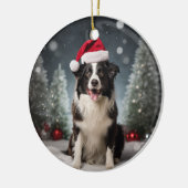 Border Collie Hond Kerstmis Keepsake Keramisch Ornament (Links)