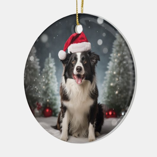 Border Collie Hond Kerstmis Keepsake Keramisch Ornament (Links)