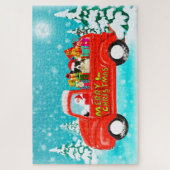 Border Collie Hond Kerstmis Kerstman Levering Truc Legpuzzel (Verticaal)