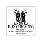 Border Collie Hond Kerstmis Retouradres Rubberstempel (Afrduk)