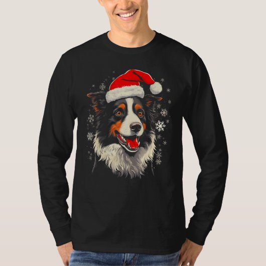 Border Collie Hond Kerstmis T-shirt (Voorkant)
