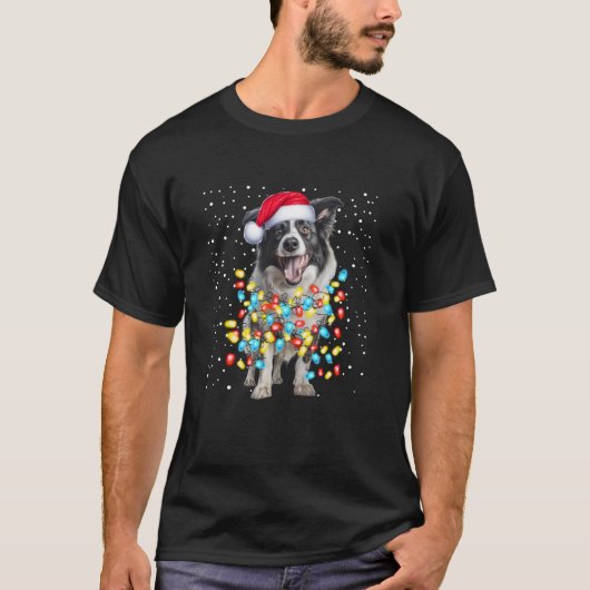 Border collie Hond Kerstverlichting Grappig Panama T-shirt (Voorkant)