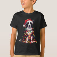 Border Collie Hond Kerstverlichting Kerstman Hoed
