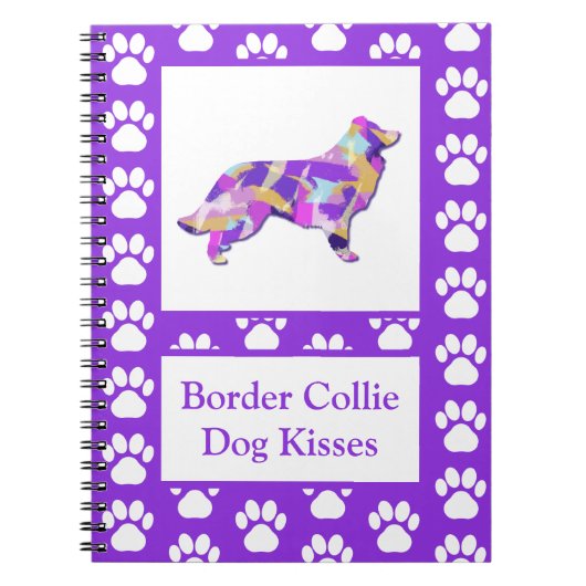 Border Collie Hond Kisses Silhouette Leuke PPY&B Notitieboek (Voorkant)