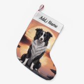 Border Collie Hond Kleine Kerstsok (Voorkant (Hangend))