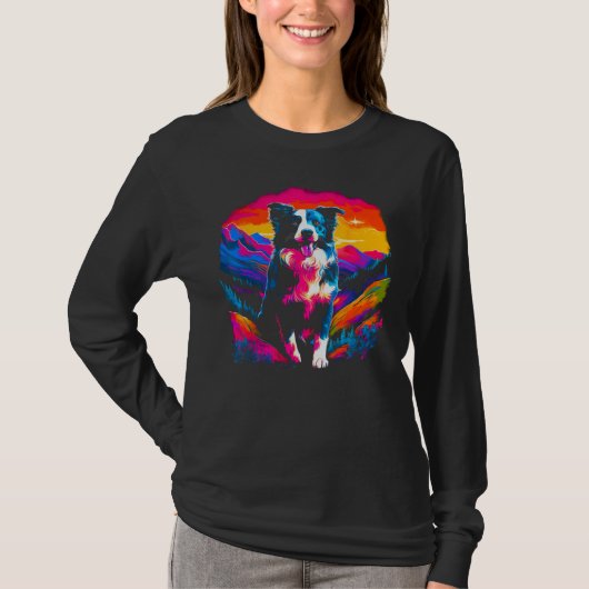 Border Collie-hond kunstenaar T-shirt (Voorkant)