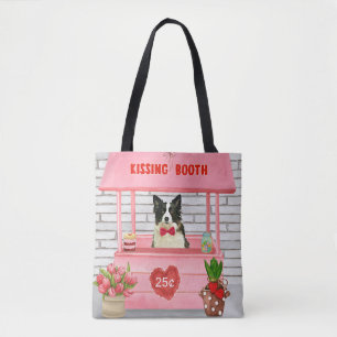 Border Collie Hond Kusstand op Valentijnsdag Tote Bag