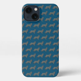 Border Collie Hond Leuk Silhouet Raster Blauw iPhone 13 Hoesje