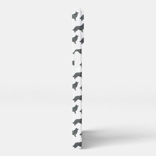 Border Collie Hond Leuk Silhouet Raster Wit iPhone Hoesje (Rechterkant)