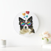 Border Collie  Hond met Harten Valentijnsdag  Grote Klok (Huis)