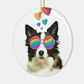 Border Collie Hond met Harten Valentijnsdag Keramisch Ornament (Links)