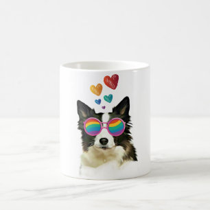 Border Collie Hond met Harten Valentijnsdag Koffiemok