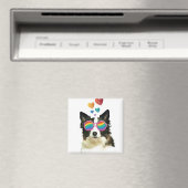 Border Collie Hond met Harten Valentijnsdag Magneet (Insitu (Vaatwasser))