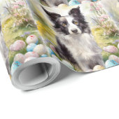 Border Collie Hond met Paaseieren Vakantie Cadeaupapier (Rol Hoek)