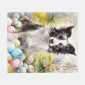Border Collie Hond met Paaseieren Vakantie Fleece Deken (Voorkant (Horizontaal))
