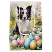 Border Collie Hond met Paaseieren Vakantie Medium Cadeauzakje (Achterkant)