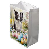 Border Collie Hond met Paaseieren Vakantie Medium Cadeauzakje (Achterkant Gekanteld)