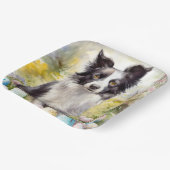 Border Collie Hond met Paaseieren Vakantie Papieren Bordje (Gebogen)