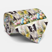 Border Collie Hond met Paaseieren Vakantie Stropdas (Opgerold)