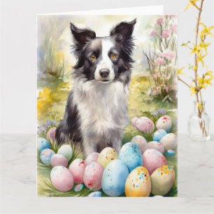 Border Collie-hond met Pasen Eieren Vakantie Kaart