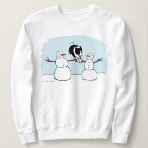 Border Collie-hond met sneeuwmannen in de winterva Trui
