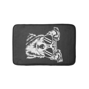 Border Collie-hond met zonnebril vintage huisdier Badmat