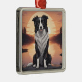 Border Collie Hond Metalen Ornament (Rechts)