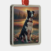 Border Collie Hond Metalen Ornament (Rechts)