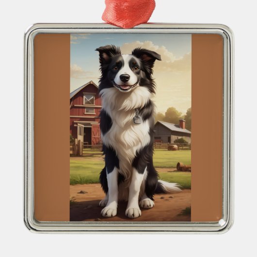 Border Collie hond Metalen Ornament (Voorkant)