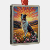 Border Collie Hond Metalen Ornament (Rechts)