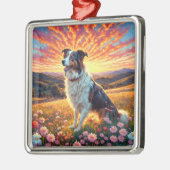Border Collie Hond Metalen Ornament (Links)