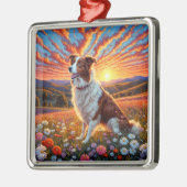 Border Collie Hond Metalen Ornament (Links)