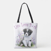 Border Collie Hond Moeder Bloemstuk Tote Bag (Achterkant)