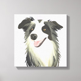 Border Collie | Hond Mooie Huisdier Aquarel Canvas Afdruk