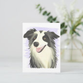 Border Collie | Hond Mooie Huisdier Waterverf Briefkaart (Staand voorkant)