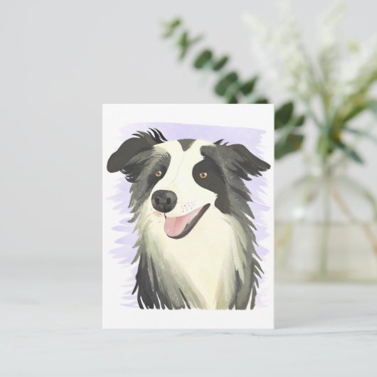 Border Collie | Hond Mooie Huisdier Waterverf Briefkaart (Staand voorkant)
