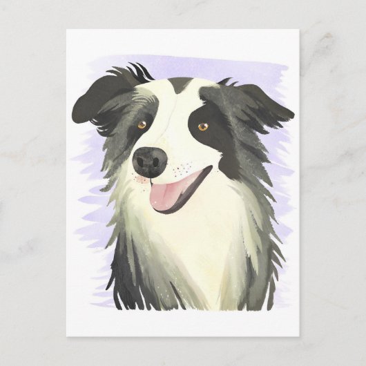 Border Collie | Hond Mooie Huisdier Waterverf Briefkaart (Voorkant)